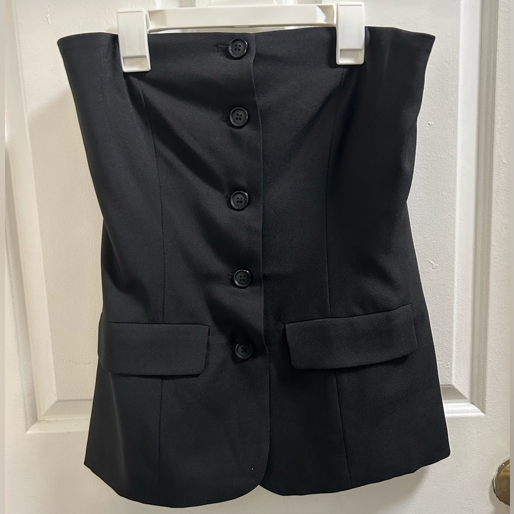 Steve Madden Black Button-Up Top